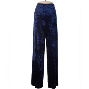 Tibi Stretch Velvet Wide Leg Pull On Pants Trousers Navy Blue Medium